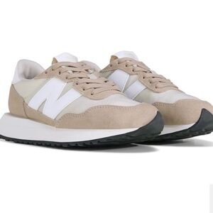 New Balance 237 Beige Tan Retro Sneakers Suede Nylon Womens